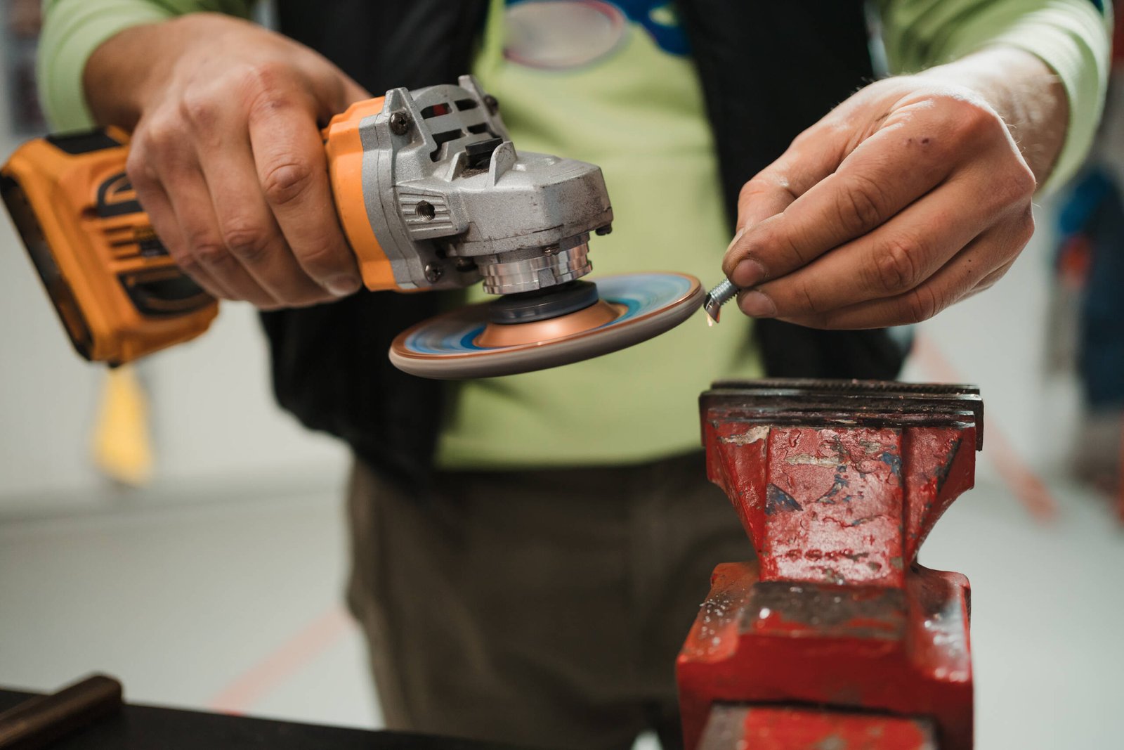 Technician worker hands working with equipment in the garage